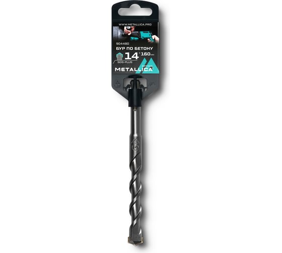Изображение товара Бур по бетону SDS-plus 14x160x100 мм, напайка с центром, 2 спирали METALLICA Optima 904480