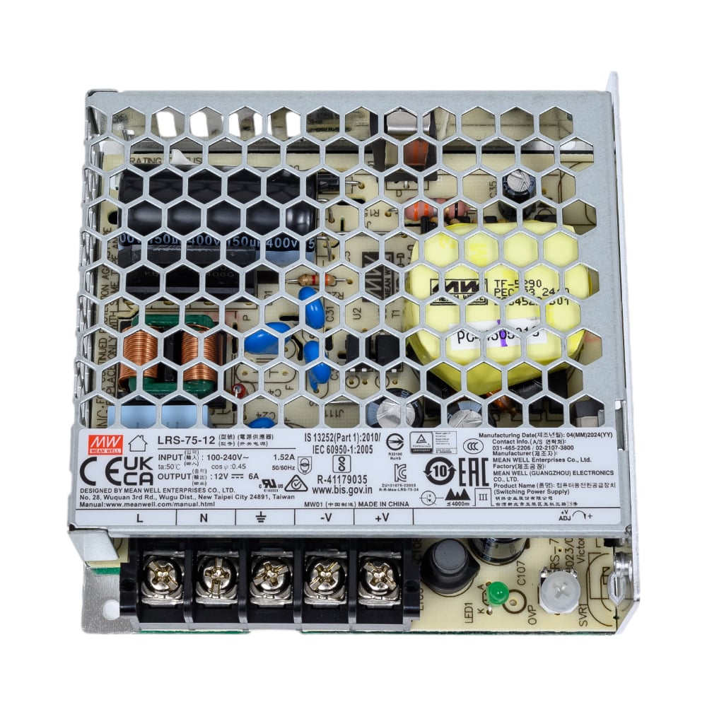 Изображение товара Источник питания Mean Well AC/DC LRS-75-12 12 В 0.077 кВт