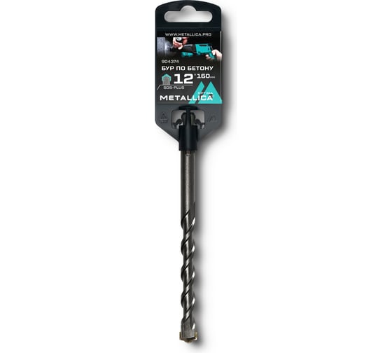 Изображение товара Бур по бетону SDS-plus 12x160x100 мм, напайка с центром, 2 спирали METALLICA Optima 904374