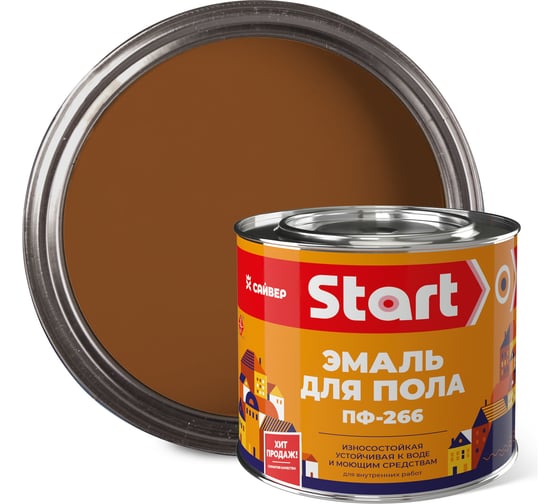 Изображение товара Эмаль для пола ПФ-266 Start желто-коричневая, 1.8 кг 4690681030609
