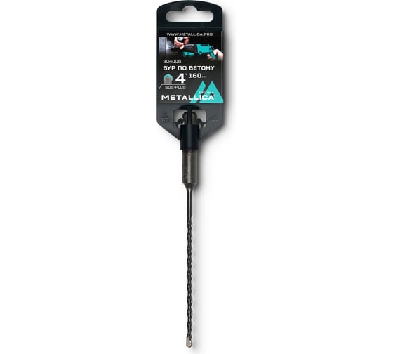 Изображение товара Бур по бетону SDS-plus, 4x160х100 мм, напайка с центром, 2 спирали METALLICA Optima 904008