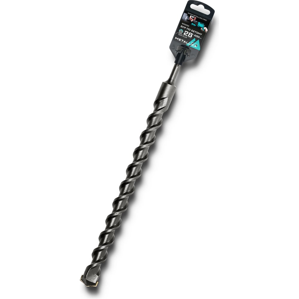 Изображение товара Бур по бетону SDS-plus, 28x400х350 мм, напайка с центром, 2 спирали METALLICA Optima 905050