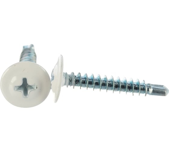 Изображение товара Саморезы с пресс-шайбой Госкреп со сверлом 4,2х25мм белые RAL9003 20 шт., подвес 1-0017510