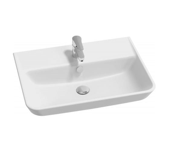 Изображение товара Раковина JACOB DELAFON EGC112-00 Struktura 65x48 с отводом для смесителя слив перелив, белый 00000059799