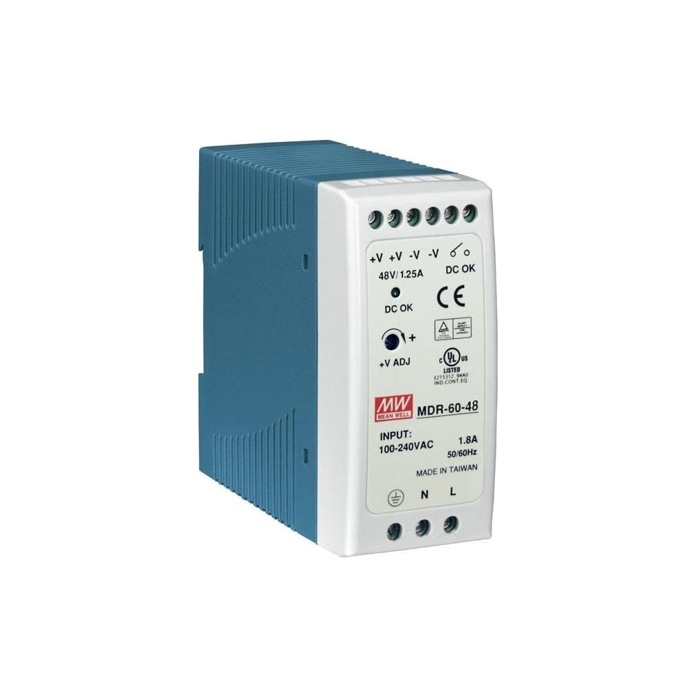 Изображение товара Источник питания AC/DC MDR-60-48 60Вт с защитами и монтажем на DIN-рейку