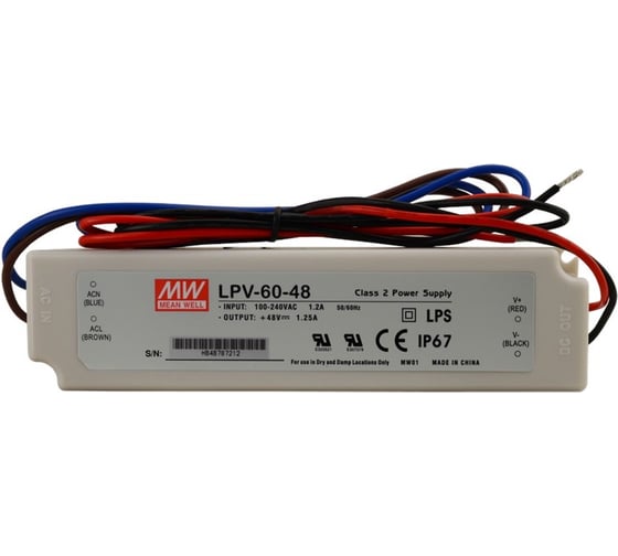 Изображение товара LED-драйвер Mean Well LPV-60-48 AC-DC 60Вт Т00285476