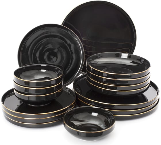 Изображение товара Набор столовый фарфоровый DOMENIK BLACK GOLD 16 предметов, 4 персоны DM3017