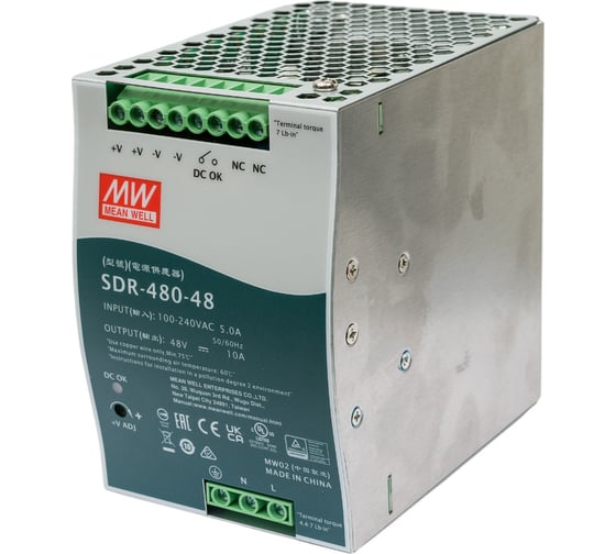 Изображение товара Источник питания Mean Well AC/DC SDR-480-48 Т00288602