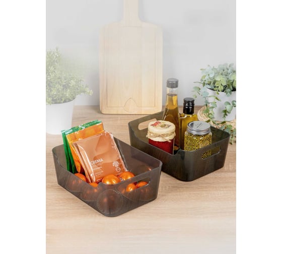 Изображение товара Комплект корзинок универсальных Phibo SCANDI 240x170x90 мм, 3,1 л, 2 шт., черный 43523791322