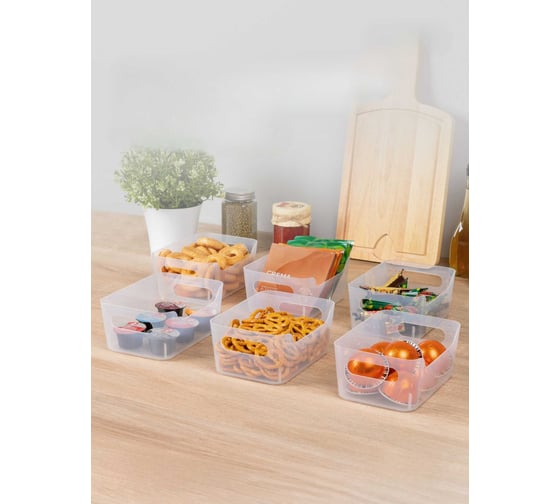 Изображение товара Набор корзинок универсальных Phibo SCANDI 170x120x75 мм, 1,2 л, 6 шт., бесцветный 43523750122