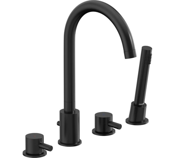 Изображение товара Смеситель на борт ванны Damixa Scandinavian Pure четырёхсекционный, черный матовый 360400300