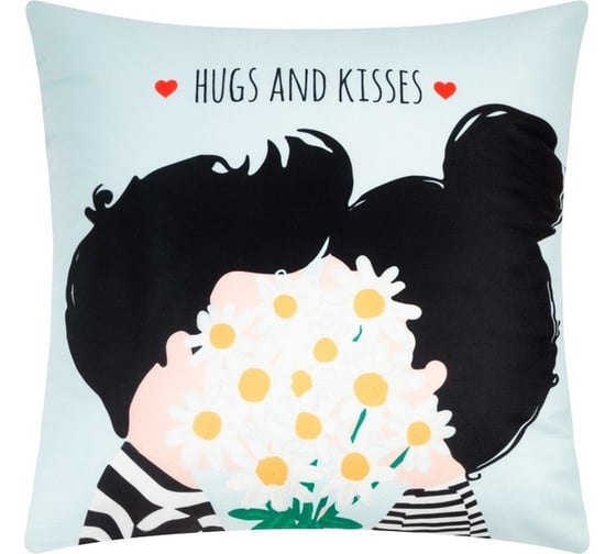 Изображение товара Подушка Этель "Hugs and kisses" 40x40 см, велюр, 100% п/э 9101183