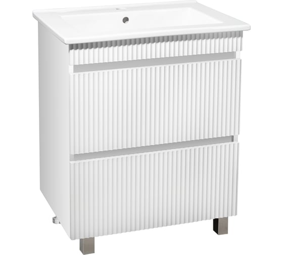 Изображение товара Напольная тумба Runo Модена 75 2 ящика, белая, под умывальник Оскар75 00-00001453
