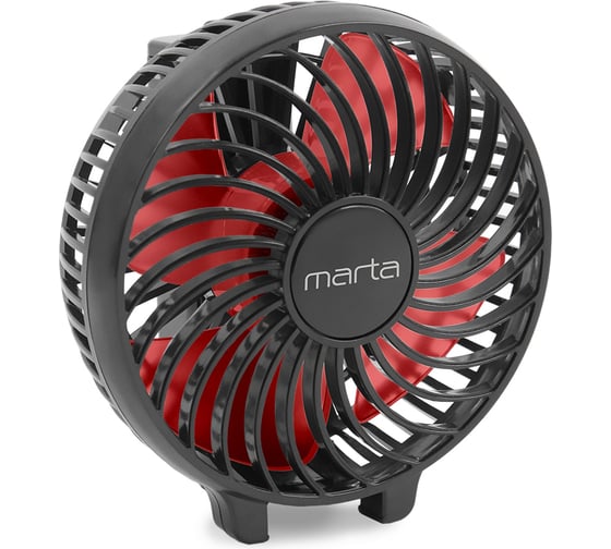 Изображение товара Портативный вентилятор MARTA MT-FN2546 емкость аккумулятора 1800 мА/ч, черный/красный 39935