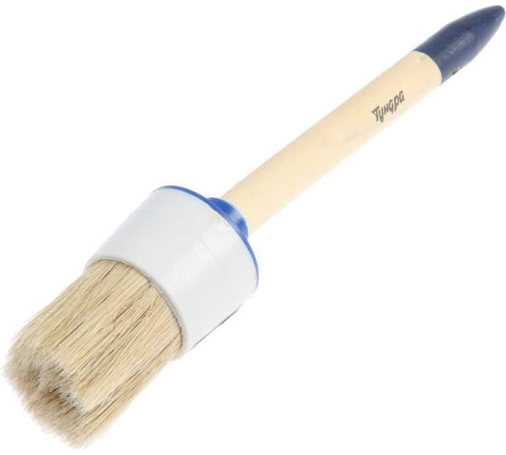 Изображение товара Кисть  ТУНДРА круглая натуральная щетина, деревянная ручка, №14, 50 мм 881556