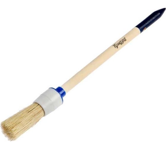 Изображение товара Кисть ТУНДРА круглая натуральная щетина, деревянная ручка, №2, 20 мм 881550