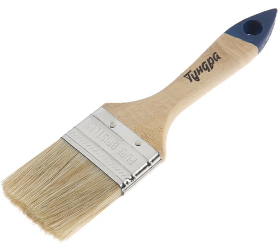 Изображение товара Кисть ТУНДРА плоская натуральная щетина, деревянная ручка, 2", 50 мм 881504