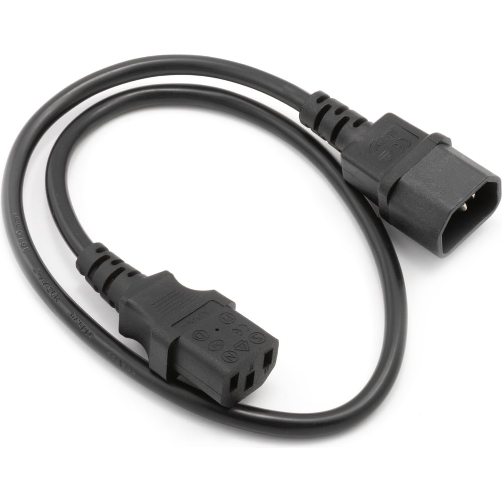 Изображение товара Кабель питания A1 0.6 м C13-C14 2200 Вт черный