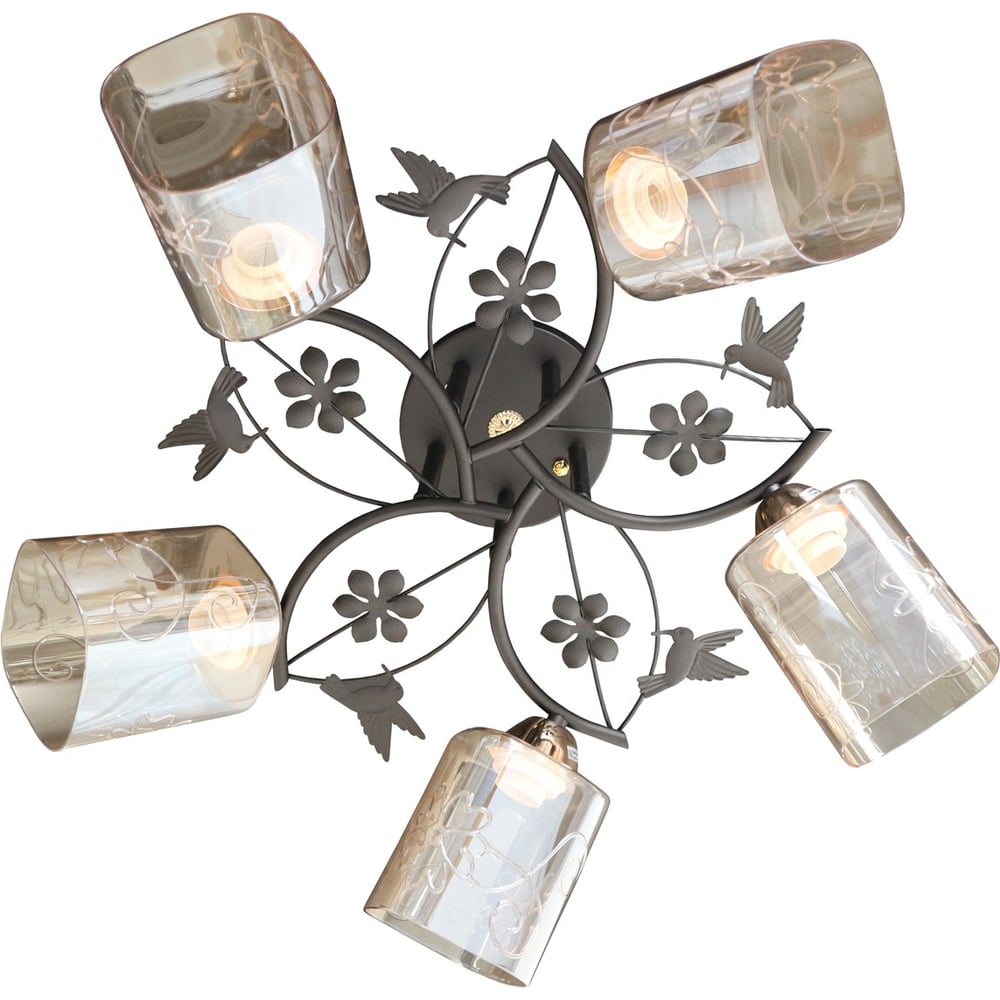 Изображение товара Потолочный светильник ЭкономСвет 10100/5BK AMB с 5 лампами E27 черный янтарный