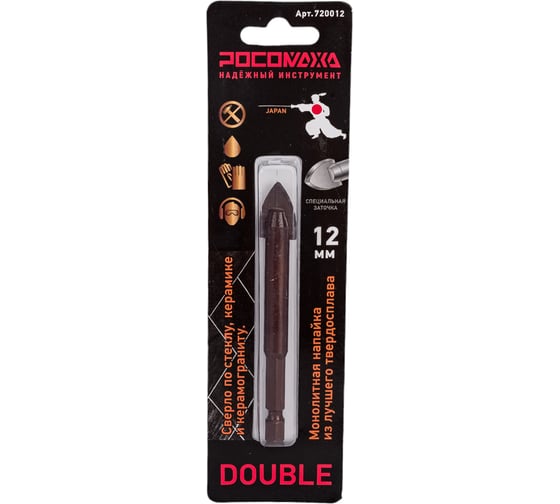 Изображение товара Сверло по стеклу, керамике и керамограниту 12 мм РОСОМАХА 720012