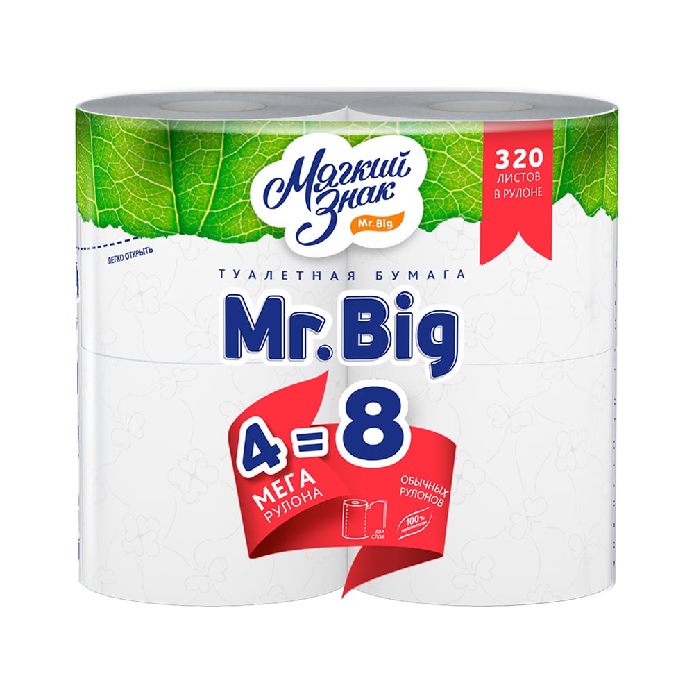 фото Туалетная бумага мягкий знак mr.big, 2 слоя, 4 рулона с118