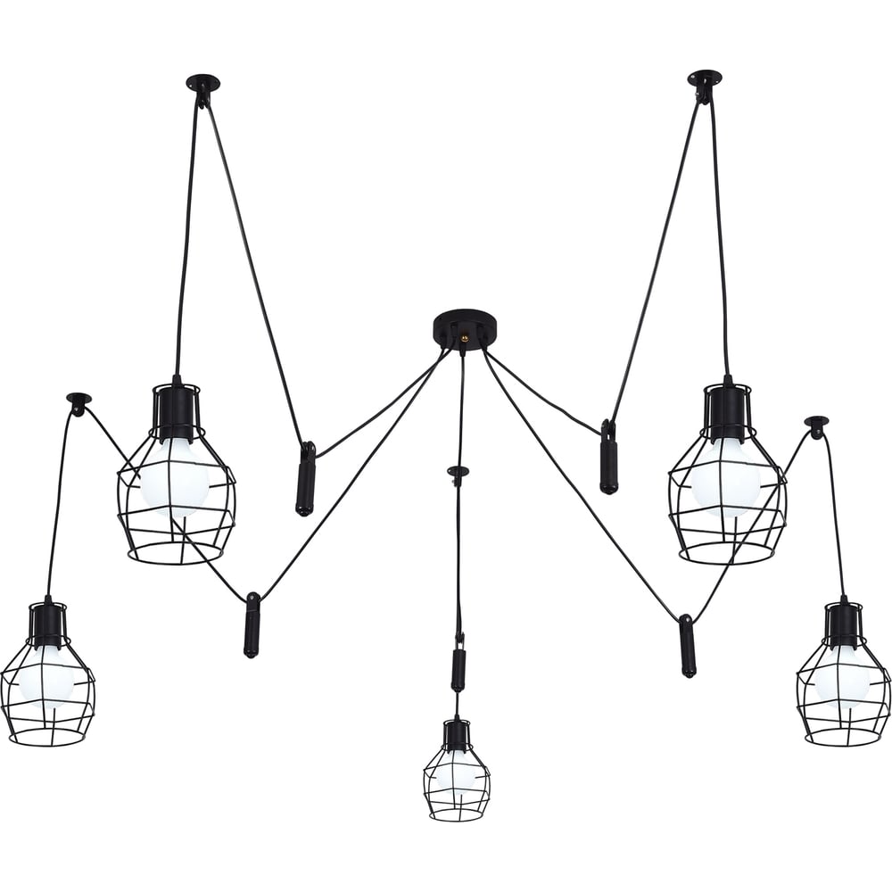 Изображение товара Потолочный светильник ЭкономСвет 41054/5BK стиль лофт с пятью лампами накаливания