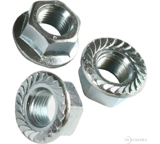 Изображение товара Шестигранная гайка с фланцем BEFAST DIN 6923, покрытие белый цинк М8, 100 шт. 6923F08S