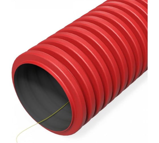 Изображение товара Труба ПНД гофрированная двустенная гибкая Промрукав тип 1250 (SN18) с зондом красная d160 мм 50м. PR15.00983