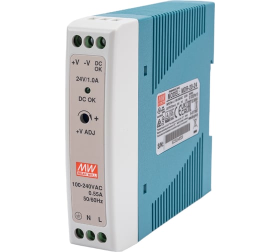 Изображение товара Источник питания Mean Well MDR-20-24 AC-DC 24Вт Т00249982