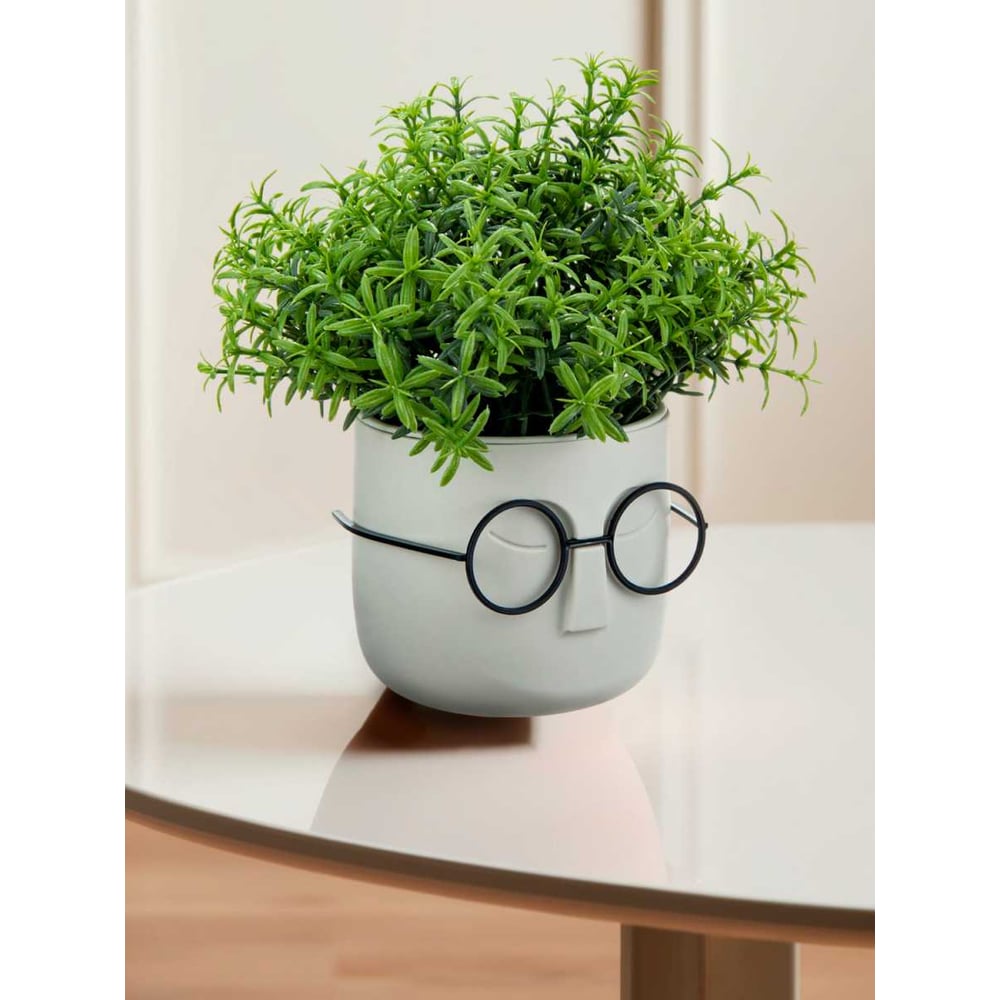 Изображение товара Кашпо IDEA Стив D115 мм, пластиковое, круглая форма, белый ротанг