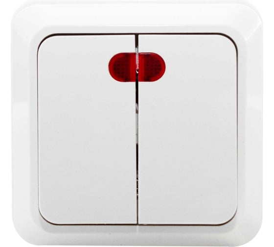 Изображение товара Двухклавишный выключатель Jilion с подсветкой белый 9533416