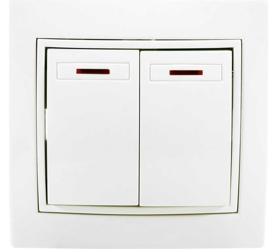 Изображение товара Двухклавишный выключатель Jilion с подсветкой белый 9533144