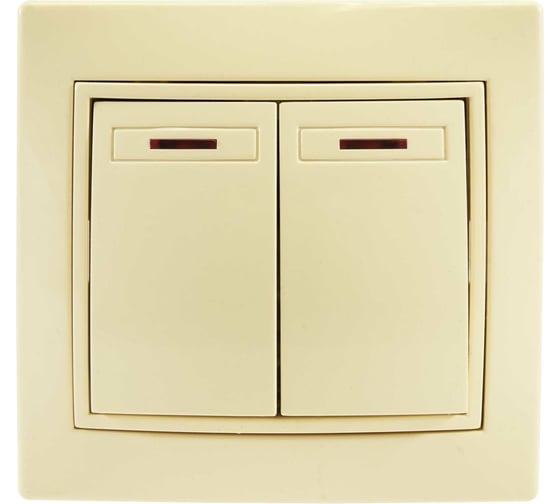 Изображение товара Двухклавишный выключатель Jilion с подсветкой бежевый 9533145