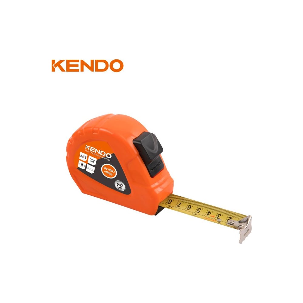 Изображение товара Ударостойкая рулетка с автостопом KENDO 3 м, 16 мм 35026
