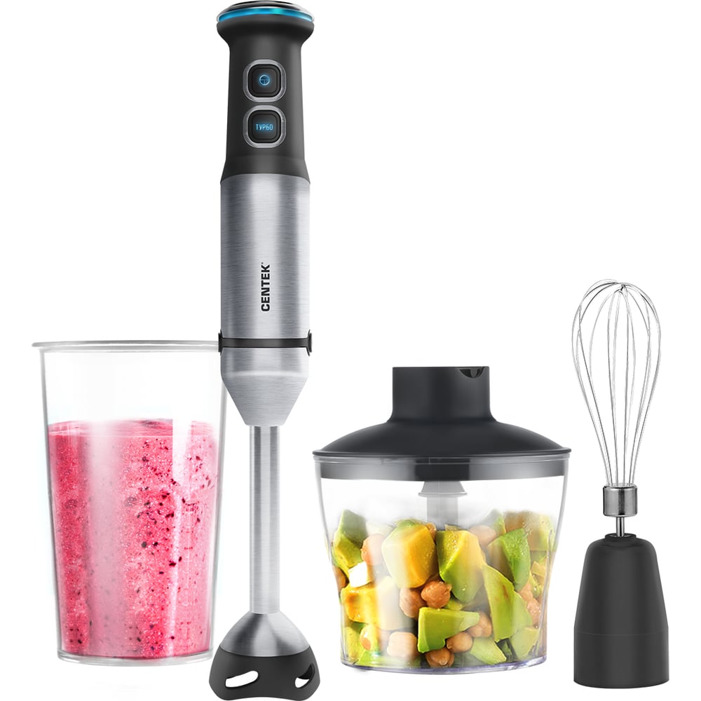 Изображение товара Блендер Centek черный/сталь 1500 Вт, подсветка, мягкое покрытие Soft touch, турбо режим CT-1333 Изображение товара Блендер Centek черный/сталь 1500 Вт, подсветка, мягкое покрытие Soft touch, турбо режим CT-1333