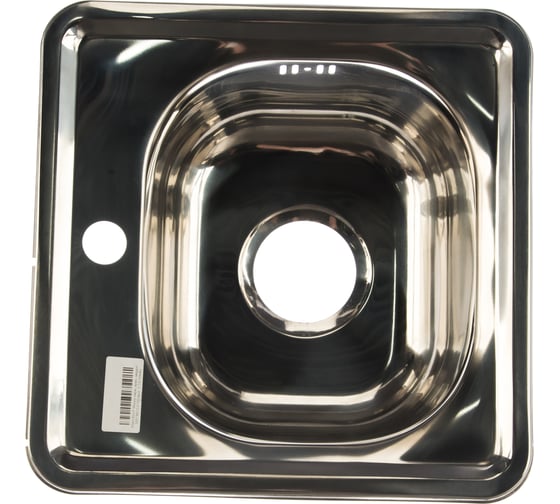 Изображение товара Мойка SINKLIGHT нержавеющая сталь, врезная, квадрат 380х380 0.6/160 выпуск 3 1/2 глянец 72010