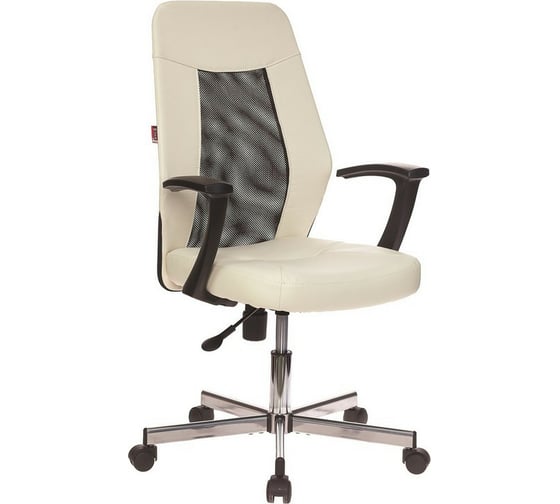 Изображение товара Кресло Easy Chair VBEChair-225 DSL PTW кожзам, бежевый OR-10/сетка черная TW, хром 979631
