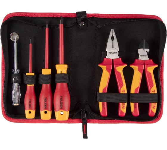 Изображение товара Набор диэлектрических инструментов TOLSEN 6 предметов, в футляре на молнии V83306