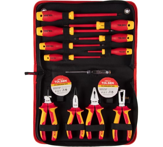 Изображение товара Набор диэлектрических инструментов TOLSEN 14 предметов, в футляре на молнии V80114