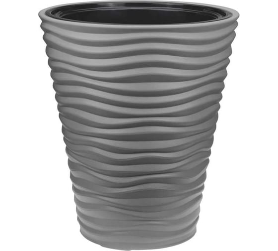 Изображение товара Кашпо IDEA ДЮНА D340 мм, H385 мм, 19.5 л, со вставкой М 3401 Серый