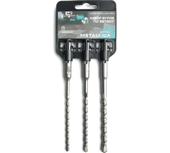 Изображение товара Набор буров по бетону SDS-plus 6, 8, 10 мм, 160/100 мм, на клипсе, 3 шт METALLICA Optima 906408