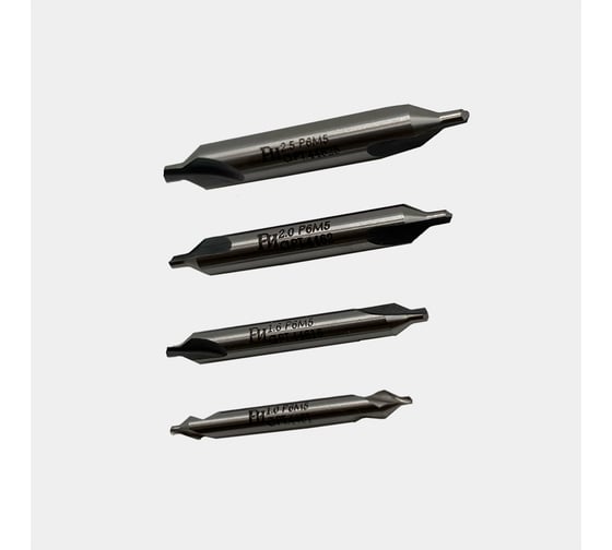 Изображение товара Набор сверл центровочных без предохранительного конуса 4 шт, Р6М5 тип А 1, 1.6, 2, 2.5 мм РОСИНСТРУМЕНТ 7741254