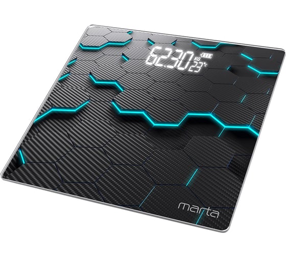 Изображение товара Напольные диагностические весы MARTA MT-SC3605 голубые соты, LED дисплей, умные с Bluetooth 39019