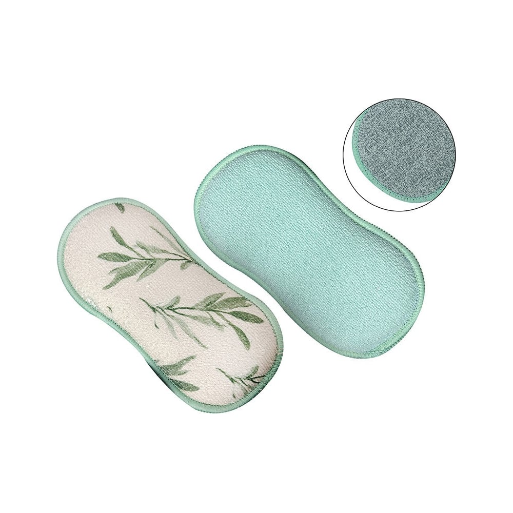 Изображение товара Двухсторонняя губка-скраб Рыжий кот 19x9,5 см 2 шт микрофибра+абразив