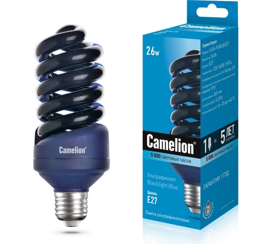 Изображение товара Энергосберегающая лампа Camelion, LH 26-FS/BLB/E27, 26Вт, 220В 11066