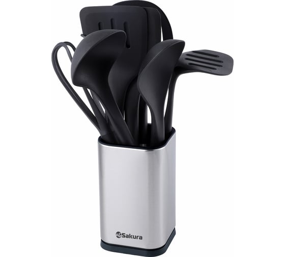 Изображение товара Набор кухонных принадлежностей SAKURA 8 предметов SA-KW104BK нейлон, нержавеющая сталь, черный УТ000000620