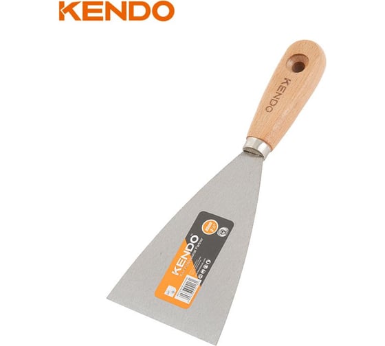 Изображение товара Шпатель-скребок с деревянной рукояткой KENDO 100 мм 45114