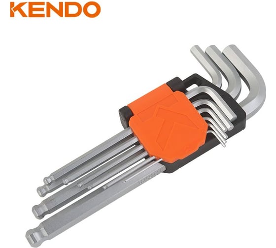 Изображение товара Набор удлиненных имбусовых ключей с шаром KENDO 9 шт. 20737
