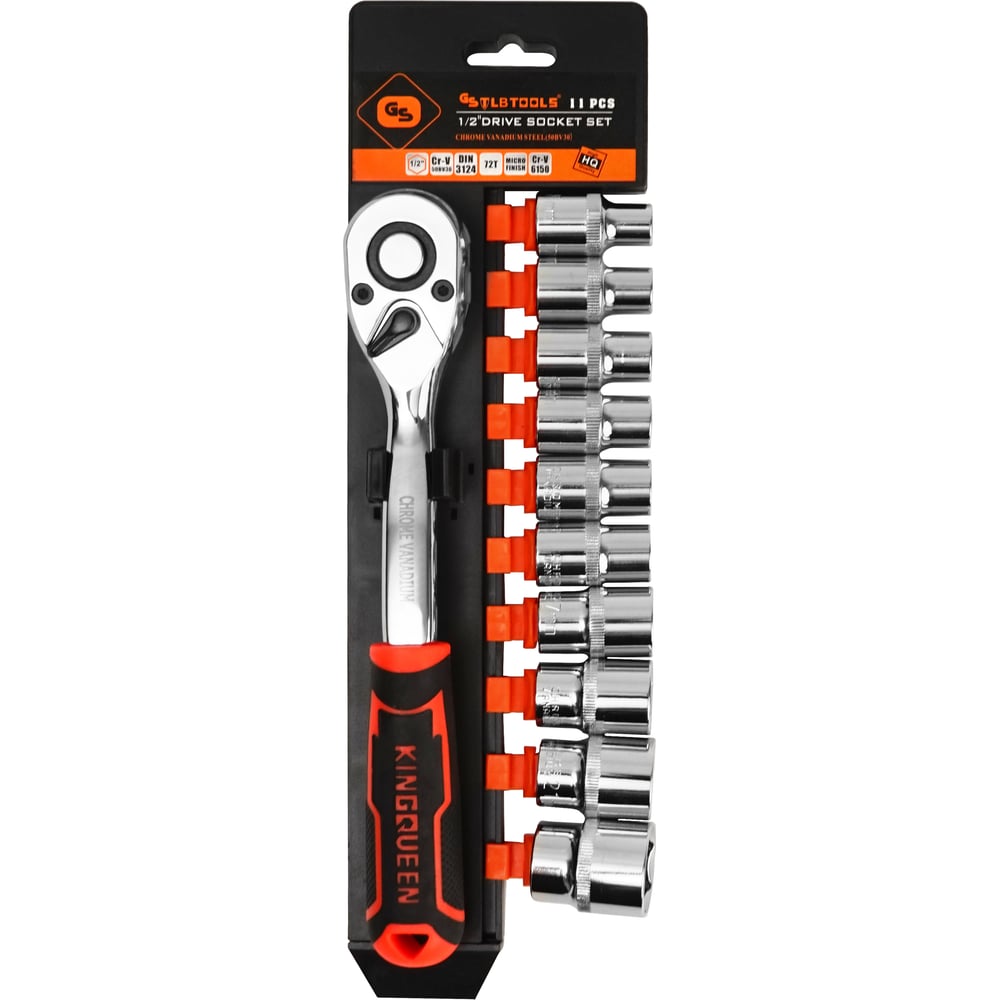 Изображение товара Трещотка с шестигранными головками KINGQUEEN 1/2" набор 11 шт.