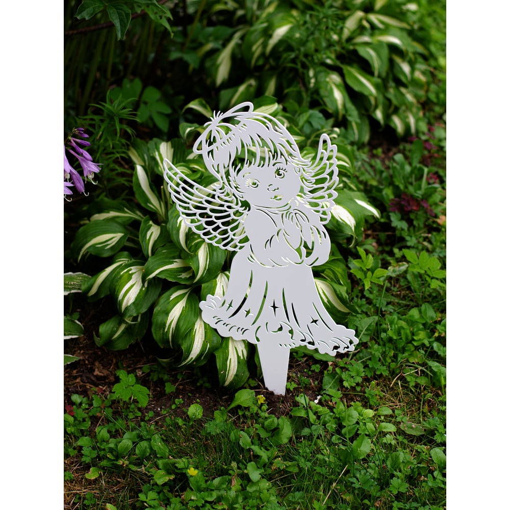 Изображение товара Фигурка ангела из металла 35х23 см белая - украшение интерьера и подарок